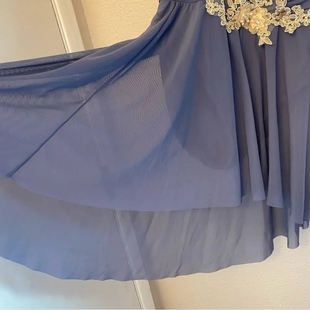 Weissman Dance costume slate blue dress beaded Touching Heaven 13434  LA adult